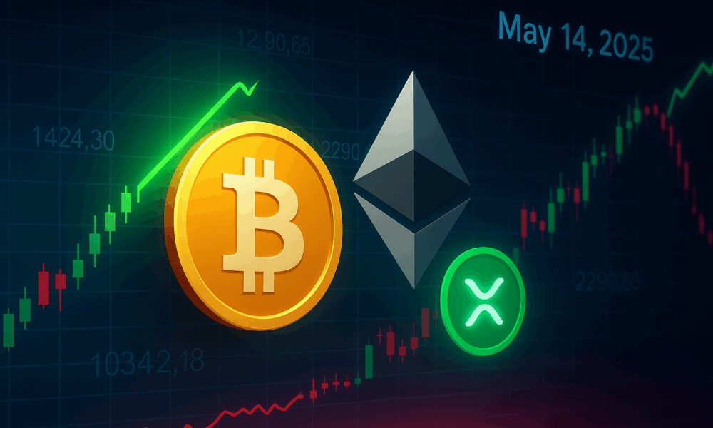 As of May 14, 2025, the cryptocurrency market exhibits steady growth, with Bitcoin maintaining levels above $103,000, Ethereum approaching $2,600, and XRP experiencing a notable surge. The global crypto market capitalization stands at approximately $3.37 trillion.