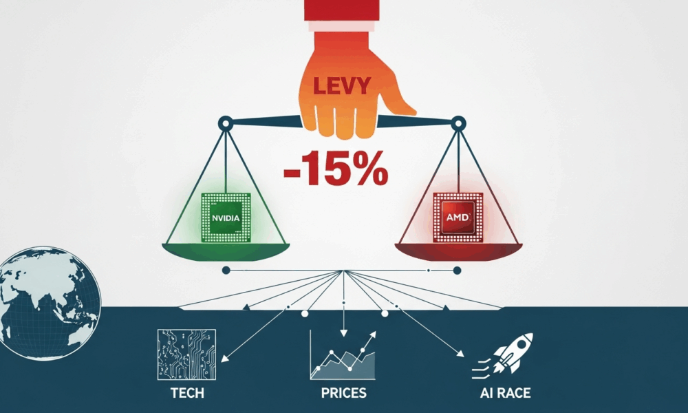 The U.S. government will take a 15% cut of certain AI-chip sales by Nvidia and AMD into China, while opening the door to shipping downgraded next-gen parts. Here’s what happened, why it matters, and how it could ripple through pricing, margins, cloud supply, and the global AI build-out.