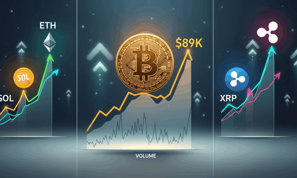 Bitcoin retests $89K but struggles for momentum as volume remains weak, while select altcoins like ETH, SOL and XRP begin to outperform.